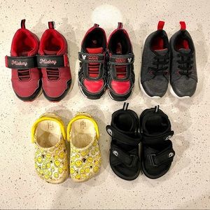 Toddler running shoes, Crocs and sandals